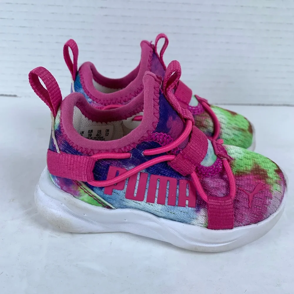 Puma Softride Abstract Print Baby Girls Running Waking Shoes Size 4 (S523)